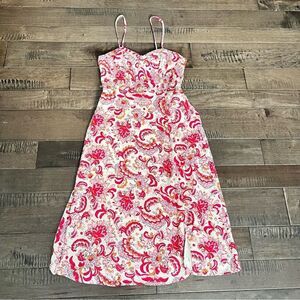 Jessica Simpson Floral Dress Red Pink S Summer Spring Paisley Print